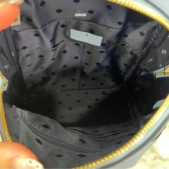 Kate Spade Leila Dome Backpack & Medium Compact Bifold Wallet In Dusty Blue - Picture 8 of 16